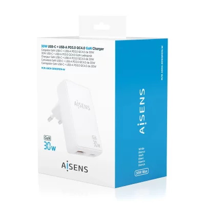 AISENS Chargeur mural  ASCH-30W2P074-W Blanc 30 W