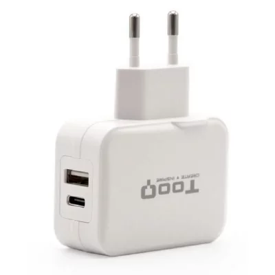 NIS Chargeur mural Tooq USB 2.0, USB-C - Couleur blanche