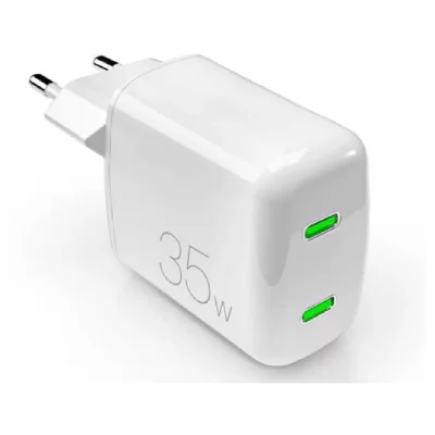 PURO Chargeur pour t&eacute;l&eacute;phone mobile  Bloc secteur MiniPro Double USB-C 35W Blanc