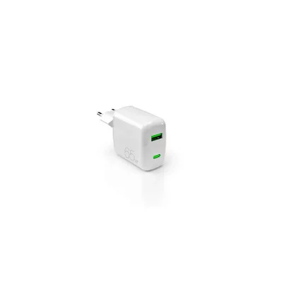 PURO Chargeur pour t&eacute;l&eacute;phone mobile  Bloc secteur MiniPro USB-A+USB-C 65W Blanc