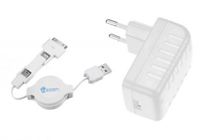 HEDEN Chargeur prise murale  3en1 Micro usb + 2 connectique apple Un c ble r&eacute;trac