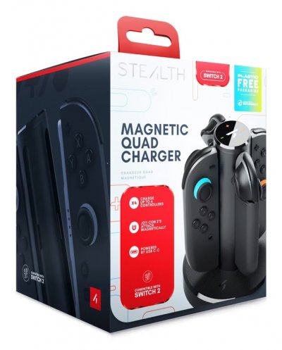 WORLD TRADE TECHNOLOGIES Chargeur Quad magn&eacute;tique Stealth Noir pour Nintendo Switch 2 