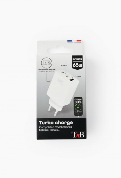 TNB Chargeur rapide 3 USB-A & C 65W  - Blanc