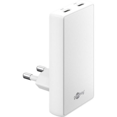 GOOBAY Chargeur rapide 65 w double usb-c pd gan 90&deg; extra plat blanc