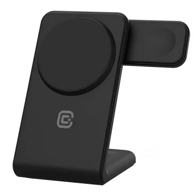CRONG Chargeur Sans Fil 3-en-1 pour iPhone / Watch / AirPods Mod&egrave;le MagSpot  Noir