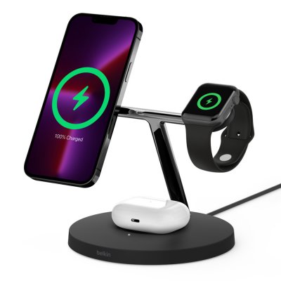 BELKIN Chargeur sans fil  3 en 1 MagSafe Boost Charge Pro 15 W Noir