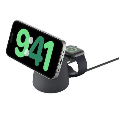 BELKIN Chargeur sans fil MagSafe (15 W) 2-en-1 -  BoostCharge Pro - Charbon