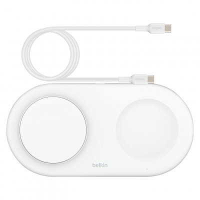 BELKIN Chargeur sans fil Qi2 (15 W) 2-en-1 -  BoostCharge Pro - Blanc