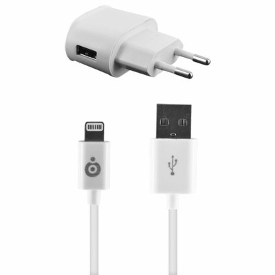 BIGBEN CHARGEUR SECTEUR AVEC CABLE LIGHTNING BLANC 