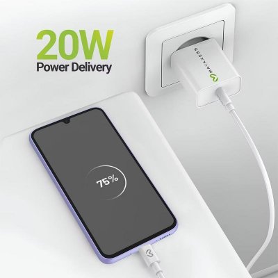 MAYAXESS Chargeur Secteur Pour Galaxy A34 20w + C&acirc;ble Usb-c 1m Blanc 