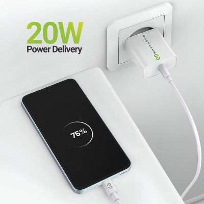 MAYAXESS Chargeur Secteur Pour Galaxy A35 20w + C&acirc;ble Usb-c 1m Blanc 