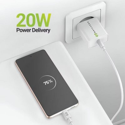 MAYAXESS Chargeur Secteur Pour Galaxy A53 20w + C&acirc;ble Usb-c 1m Blanc 