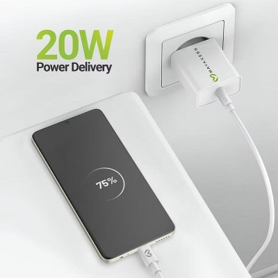 MAYAXESS Chargeur Secteur Pour Galaxy A56 20w + C&acirc;ble Usb-c 1m Blanc 
