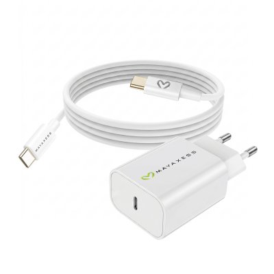 MAYAXESS Chargeur Secteur Pour Galaxy S20 20w + C&acirc;ble Usb-c 1m Blanc 