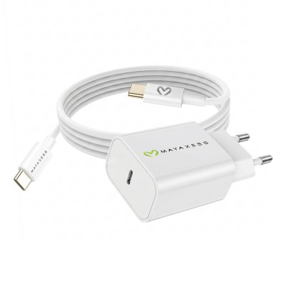 MAYAXESS Chargeur Secteur Pour Galaxy S21 20w + C&acirc;ble Usb-c 1m Blanc 