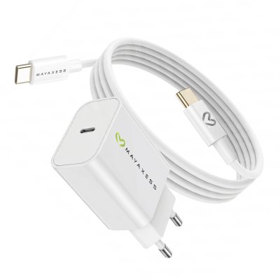MAYAXESS Chargeur Secteur Pour Galaxy S22 20w + C&acirc;ble Usb-c 1m Blanc 