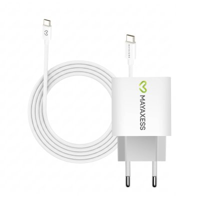 MAYAXESS Chargeur Secteur pour Galaxy S22 Ultra 20W + C&acirc;ble USB-C 1m Blanc