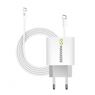 MAYAXESS Chargeur Secteur Pour Galaxy S23 20w + C&acirc;ble Usb-c 1m Blanc 