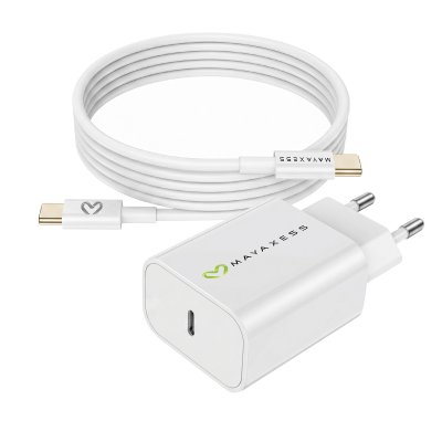 MAYAXESS Chargeur Secteur Pour Galaxy S24 20w + C&acirc;ble Usb-c 1m Blanc 
