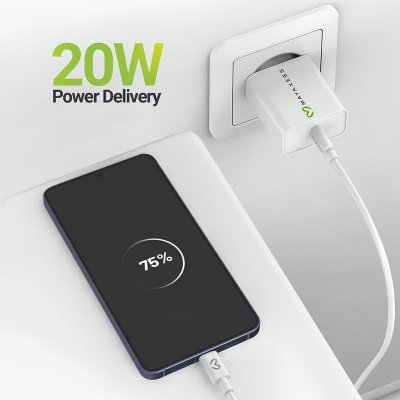 MAYAXESS Chargeur Secteur Pour Galaxy S26 20w + C&acirc;ble Usb-c 1m Blanc 