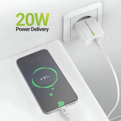 MAYAXESS Chargeur Secteur Pour Honor 400 20w + C&acirc;ble Usb-c 1m Blanc 