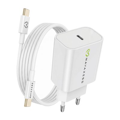 MAYAXESS Chargeur Secteur Pour Iphone 16e 20w + C&acirc;ble Usb-c 1m Blanc 