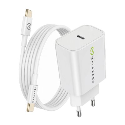 MAYAXESS Chargeur Secteur Pour Iphone Air 20w + C&acirc;ble Usb-c 1m Blanc 