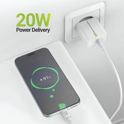 MAYAXESS Chargeur Secteur Pour Magic 8 Pro 20w + C&acirc;ble Usb-c 1m Blanc 