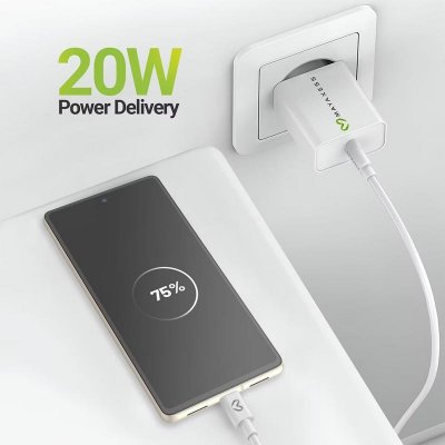 MAYAXESS Chargeur Secteur Pour Pixel 7 20w + C&acirc;ble Usb-c 1m Blanc 
