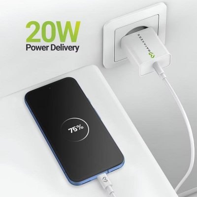 MAYAXESS Chargeur Secteur Pour Pixel 8a 20w + C&acirc;ble Usb-c 1m Blanc 