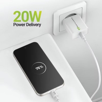MAYAXESS Chargeur Secteur Pour Pixel 9 20w + C&acirc;ble Usb-c 1m Blanc 