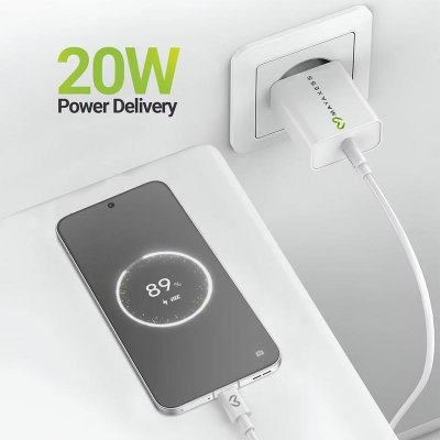 MAYAXESS Chargeur Secteur Pour Reno 14 20w + C&acirc;ble Usb-c 1m Blanc 