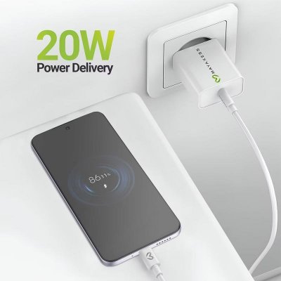 MAYAXESS Chargeur Secteur Pour Xiaomi 15 20w + C&acirc;ble Usb-c 1m Blanc 