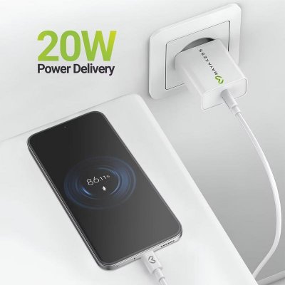 MAYAXESS Chargeur Secteur Pour Xiaomi 15t 20w + C&acirc;ble Usb-c 1m Blanc 