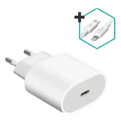 AVIZAR Chargeur Secteur USB-C et C&acirc;ble Lightning Charge Rapide Power Delivery 20W Noir