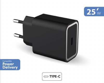 FORCE POWER LITE Chargeur Secteur Usb C - Fplics1c25wpdrb - Noir Huawei