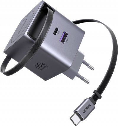 UGREEN Chargeur  Chargeur mural 65W 2 ports USB-A/USBC+C&acirc;ble USB-C