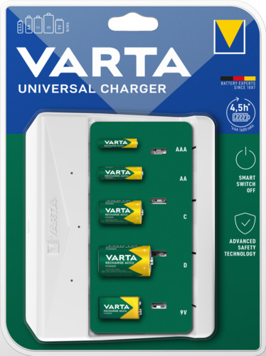 VARTA Chargeur universel accus nimh aaa/aa/c/d/9v/pp3  57658101401