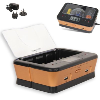FISHTEC Chargeur Universel de Piles C/D/AA/AAA/6LR61 NiCd NiMh + ALCALINES + USB