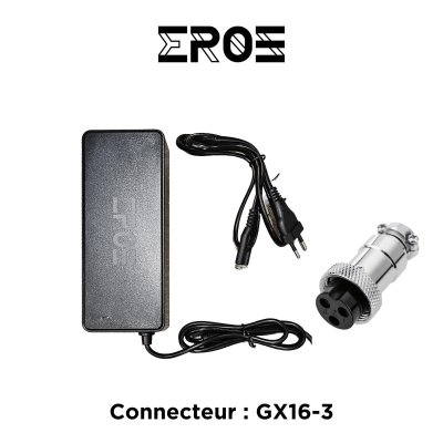 EROZ Chargeur universel trottinette &eacute;lectrique batterie 36v, connecteur gx16-3