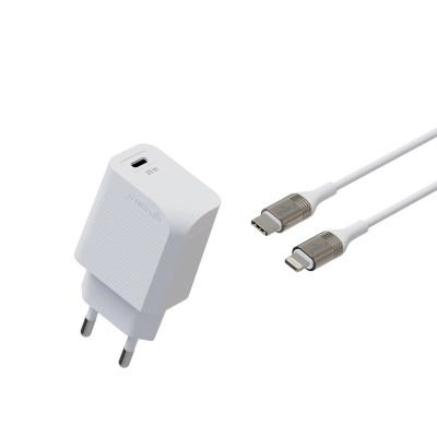 GREEN E Chargeur USB C GREEN_E USB-C 20W + Cable lightning blanc 