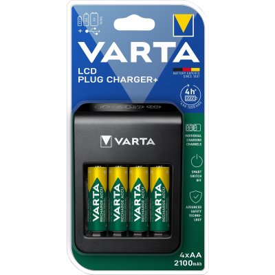VARTA Chargeur  LCD Plug + 4 piles AA - 57687101441 