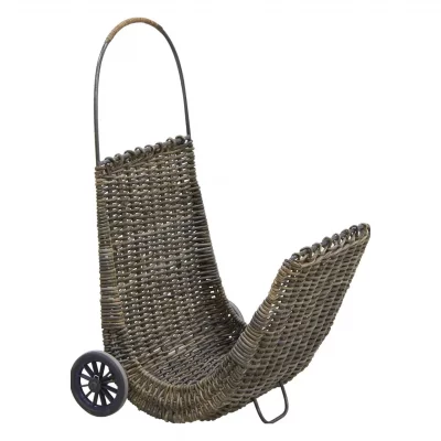 AUBRY GASPARD Chariot &agrave; b&ucirc;ches en poelet croco sur roulettes