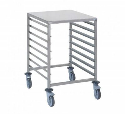 MATERIEL CH PRO Chariot &agrave; glissi&egrave;res GN 2/1 8 niveaux avec tablette Tournus - Inox