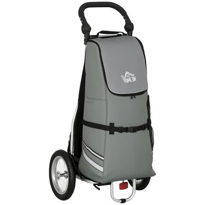 HOMCOM Chariot de courses pour v&eacute;lo remorque pliable en aluminium avec sac amovible en tissu