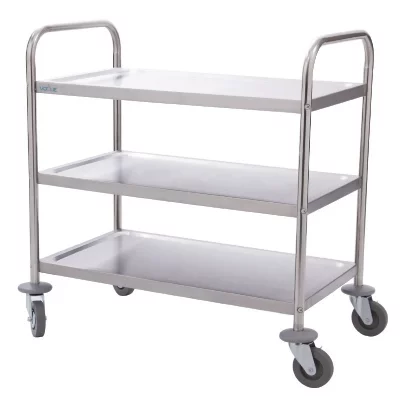 VOGUE Chariot de d&eacute;barrassage en inox 3 niveaux 825 x 710 x 405 mm - 