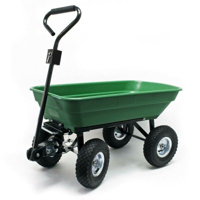 HELLOSHOP26 Chariot de jardin &agrave; main 125 litres capacit&eacute; 350 kg benne basculante remorque brouette - Or