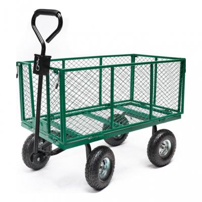 TERRE JARDIN Chariot de jardin m&eacute;tal pliable XXL  - 300 kg - 200 L - 4 roues