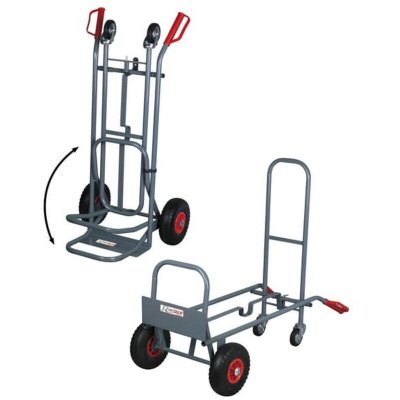 HTTPS: OUTIROR.COM IMG P 6 8 4 8 6848.JPG Chariot diable 2 positions, bavette fixe et rabattable, 4 roues, 250 kgs