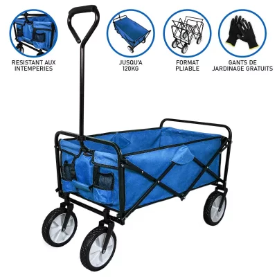 MONSTER SHOP Chariot Pliable de Jardin &ndash; Bleu